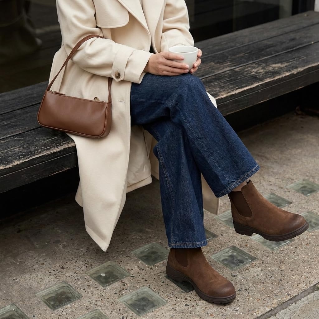 image:imageCUSHIONAIRE Britain Genuine Suede Chelsea Ankle Boots for WomenBrown