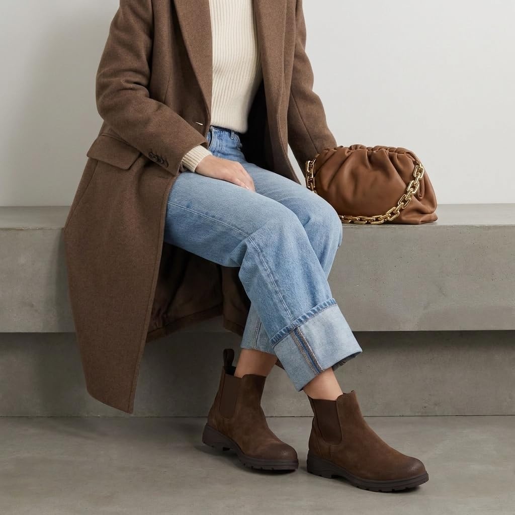 image:imageCUSHIONAIRE Britain Genuine Suede Chelsea Ankle Boots for WomenBrown