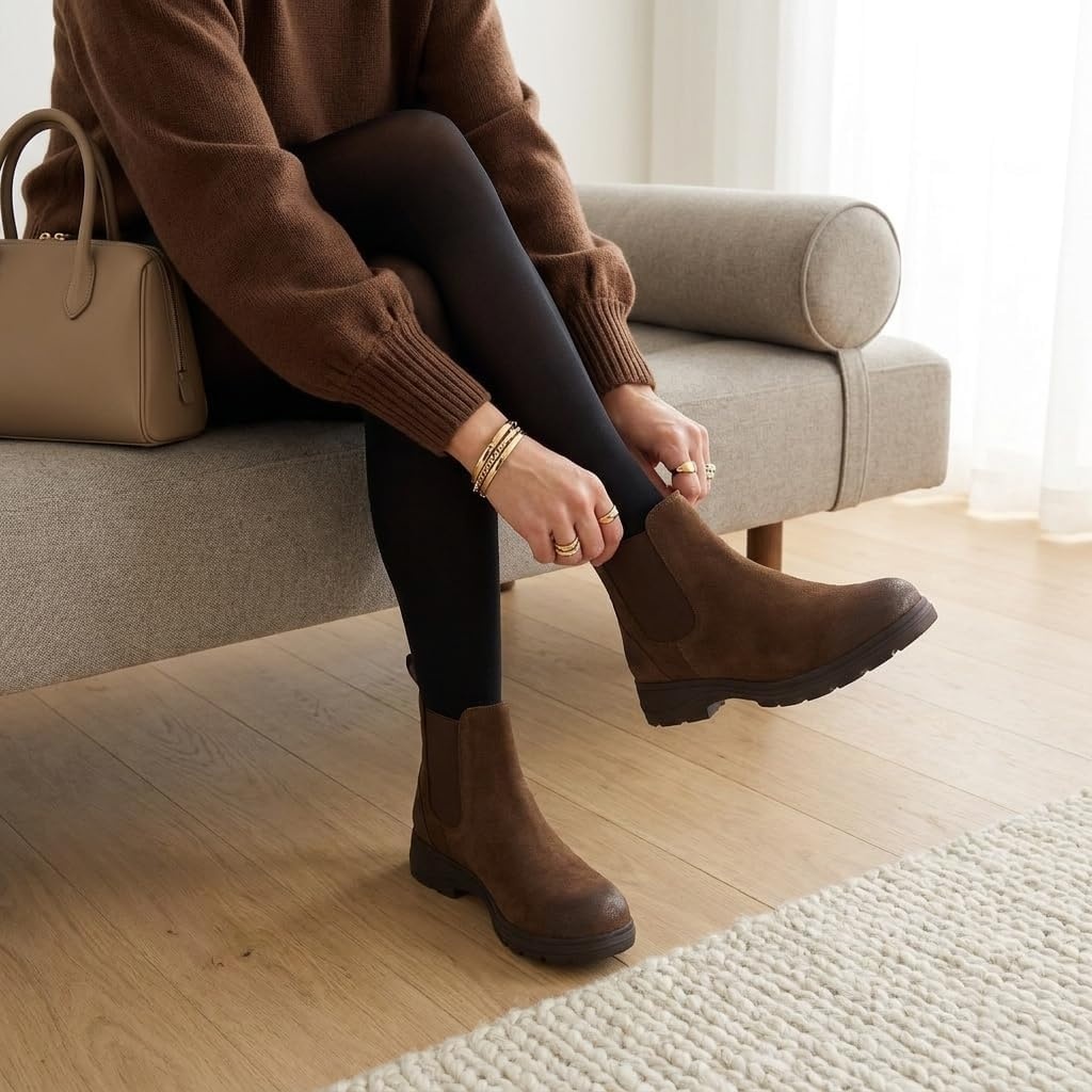 image:imageCUSHIONAIRE Britain Genuine Suede Chelsea Ankle Boots for WomenBrown