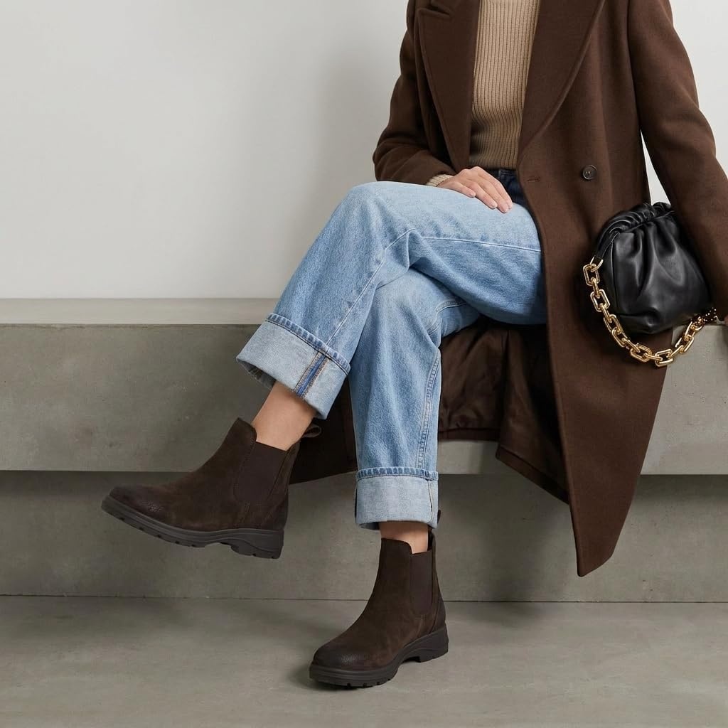 image:imageCUSHIONAIRE Britain Genuine Suede Chelsea Ankle Boots for WomenChocolate