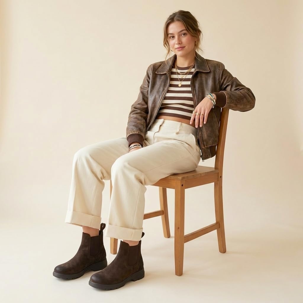 image:imageCUSHIONAIRE Britain Genuine Suede Chelsea Ankle Boots for WomenChocolate