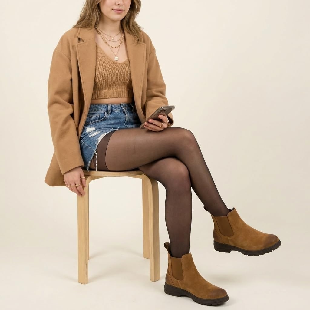 image:imageCUSHIONAIRE Britain Genuine Suede Chelsea Ankle Boots for WomenTan