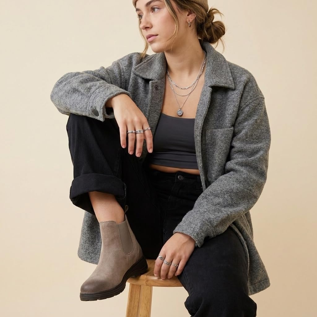 image:imageCUSHIONAIRE Britain Genuine Suede Chelsea Ankle Boots for WomenTaupe