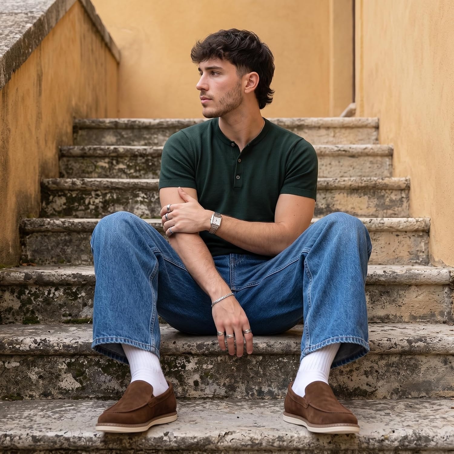 image:imageCUSHIONAIRE Caden Genuine Suede Penny Loafers for MenBrown