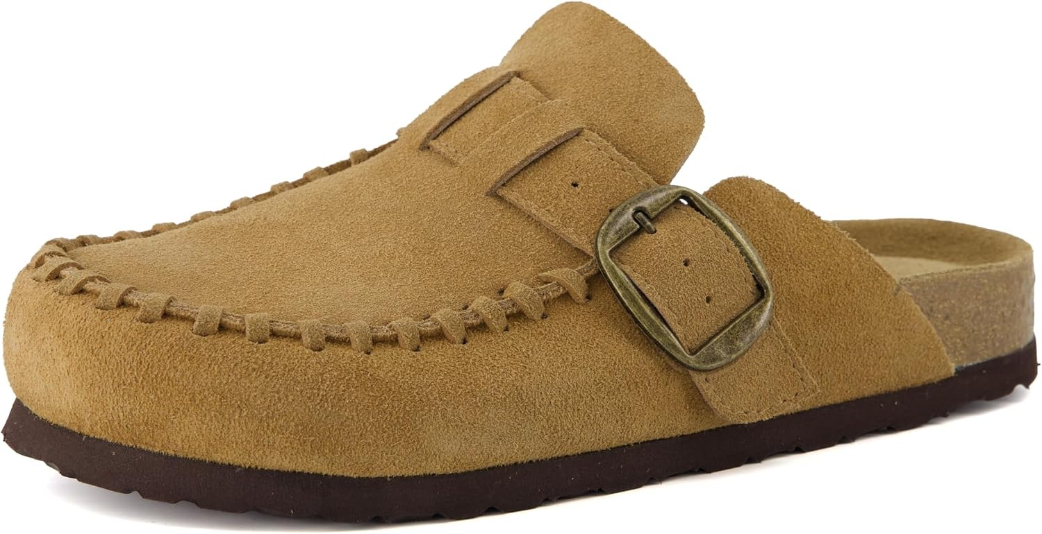 image:imageCUSHIONAIRE Canoe Genuine Suede Clogs for Women Footwear with Moc Toe Design Casual Slip On Womens ShoesCamel