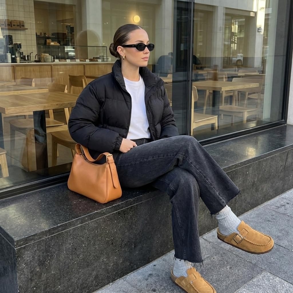 image:imageCUSHIONAIRE Canoe Genuine Suede Clogs for Women Footwear with Moc Toe Design Casual Slip On Womens ShoesCamel