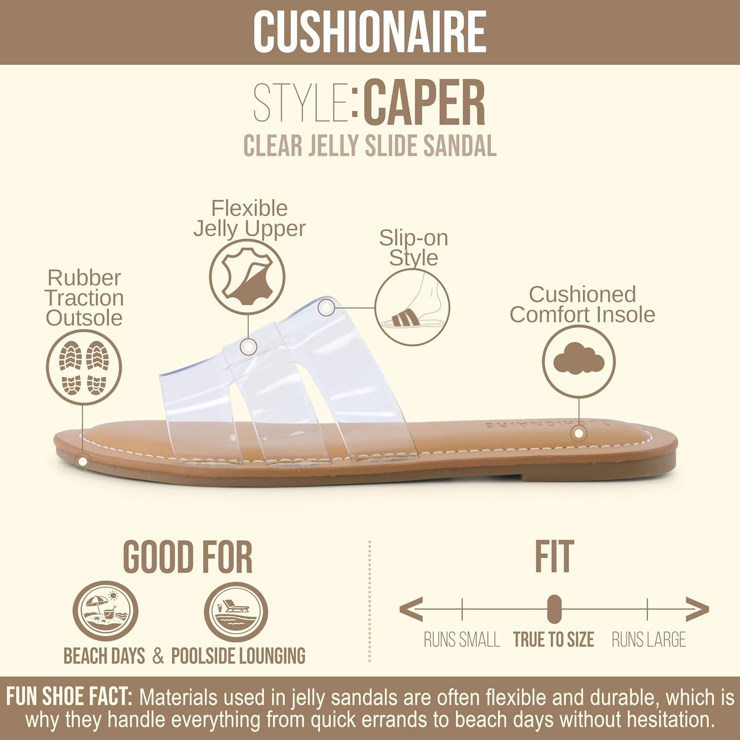 image:imageCUSHIONAIRE Caper Jelly Sandals for Women Comfortable Womens Slides with Cushioned Footbed and Wide Widths AvailableClear