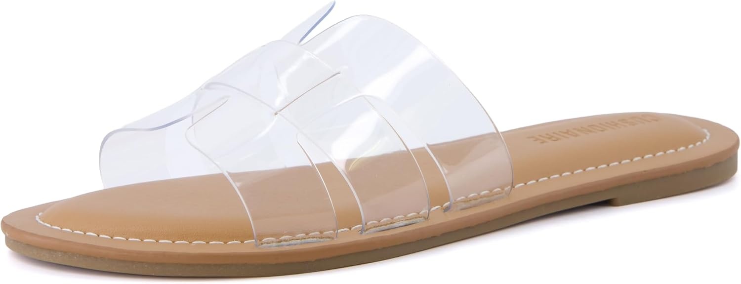 image:imageCUSHIONAIRE Caper Jelly Sandals for Women Comfortable Womens Slides with Cushioned Footbed and Wide Widths AvailableClear