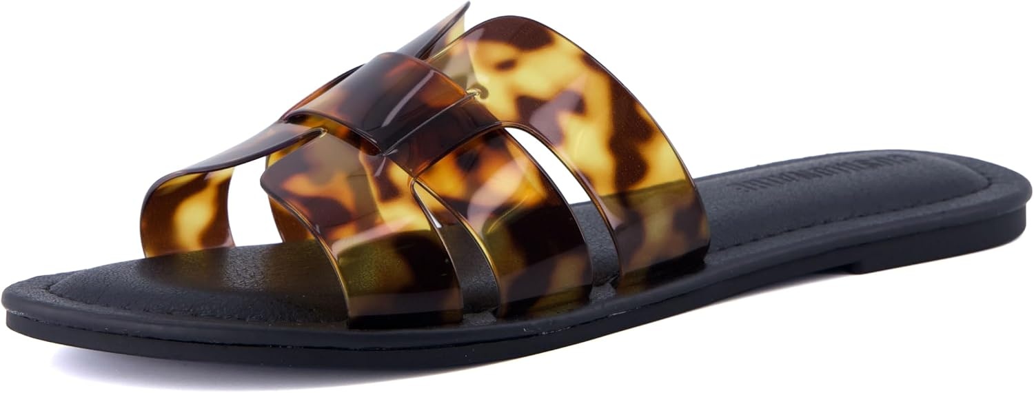 image:imageCUSHIONAIRE Caper Jelly Sandals for Women Comfortable Womens Slides with Cushioned Footbed and Wide Widths AvailableTortoise