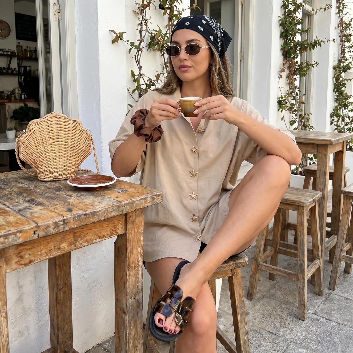 image:imageCUSHIONAIRE Caper Jelly Sandals for Women Comfortable Womens Slides with Cushioned Footbed and Wide Widths AvailableTortoise