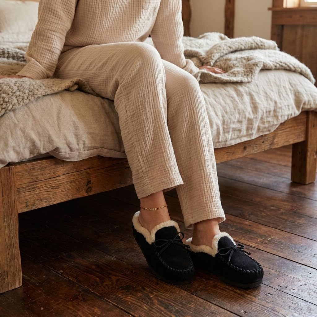 image:imageCUSHIONAIRE Creek Genuine Leather Suede Womens Slippers Casual House ShoesBlack