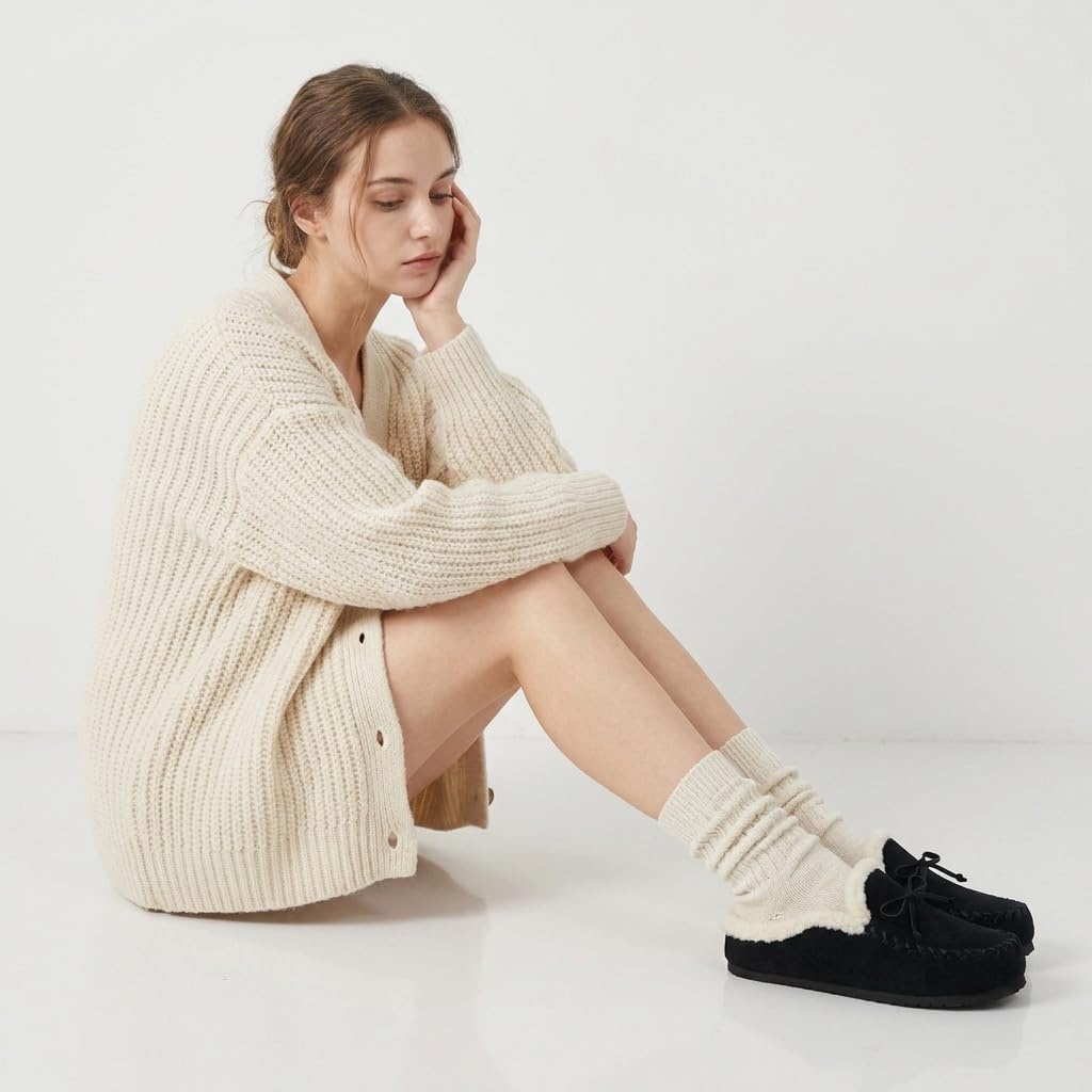 image:imageCUSHIONAIRE Creek Genuine Leather Suede Womens Slippers Casual House ShoesBlack