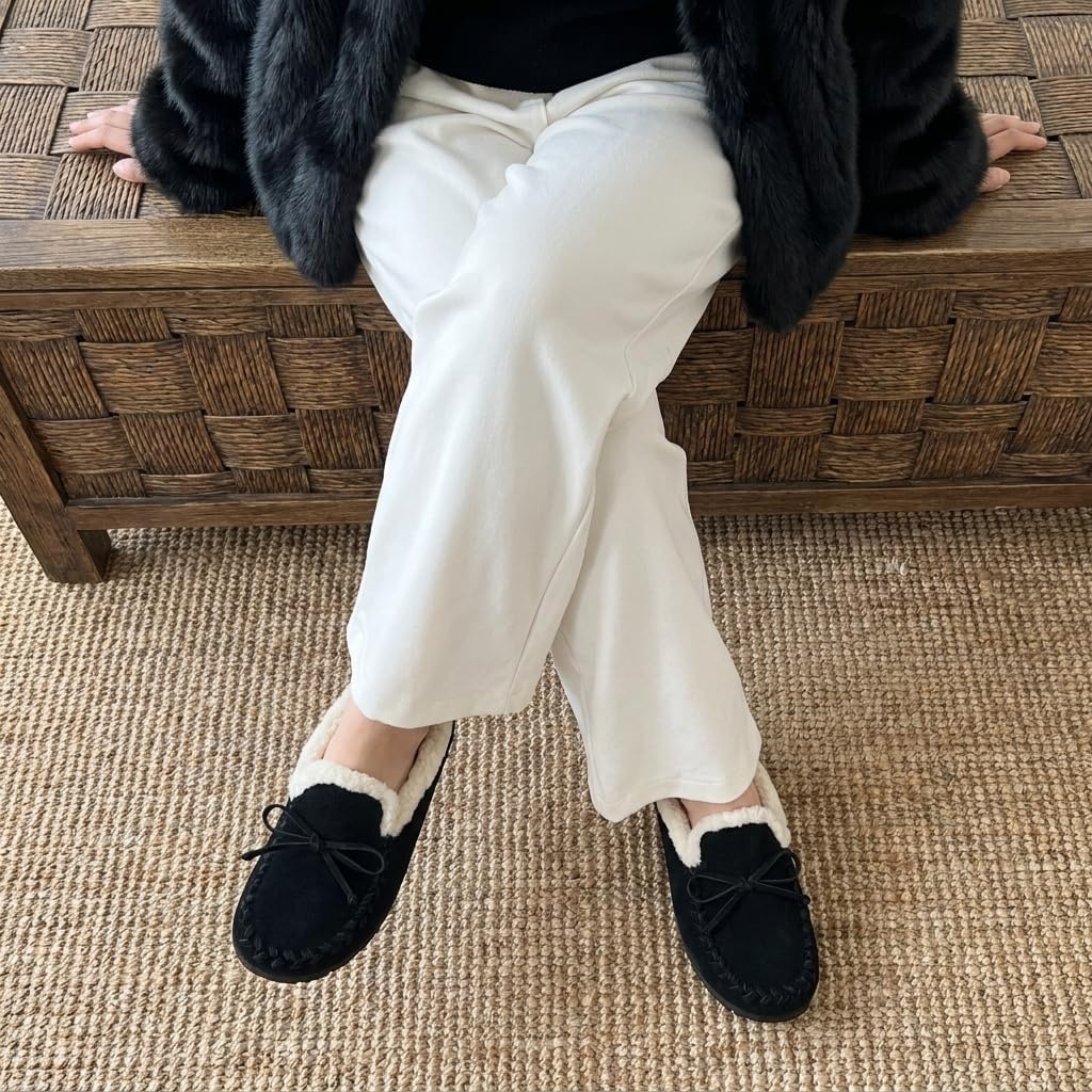 image:imageCUSHIONAIRE Creek Genuine Leather Suede Womens Slippers Casual House ShoesBlack