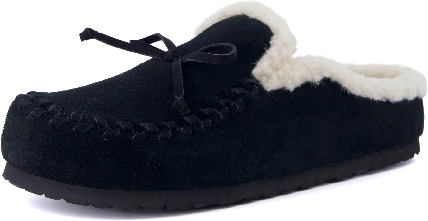 image:imageCUSHIONAIRE Creek Genuine Leather Suede Womens Slippers Casual House ShoesBlack