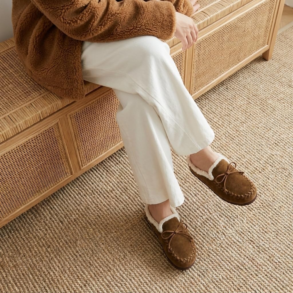 image:imageCUSHIONAIRE Creek Genuine Leather Suede Womens Slippers Casual House ShoesBrown