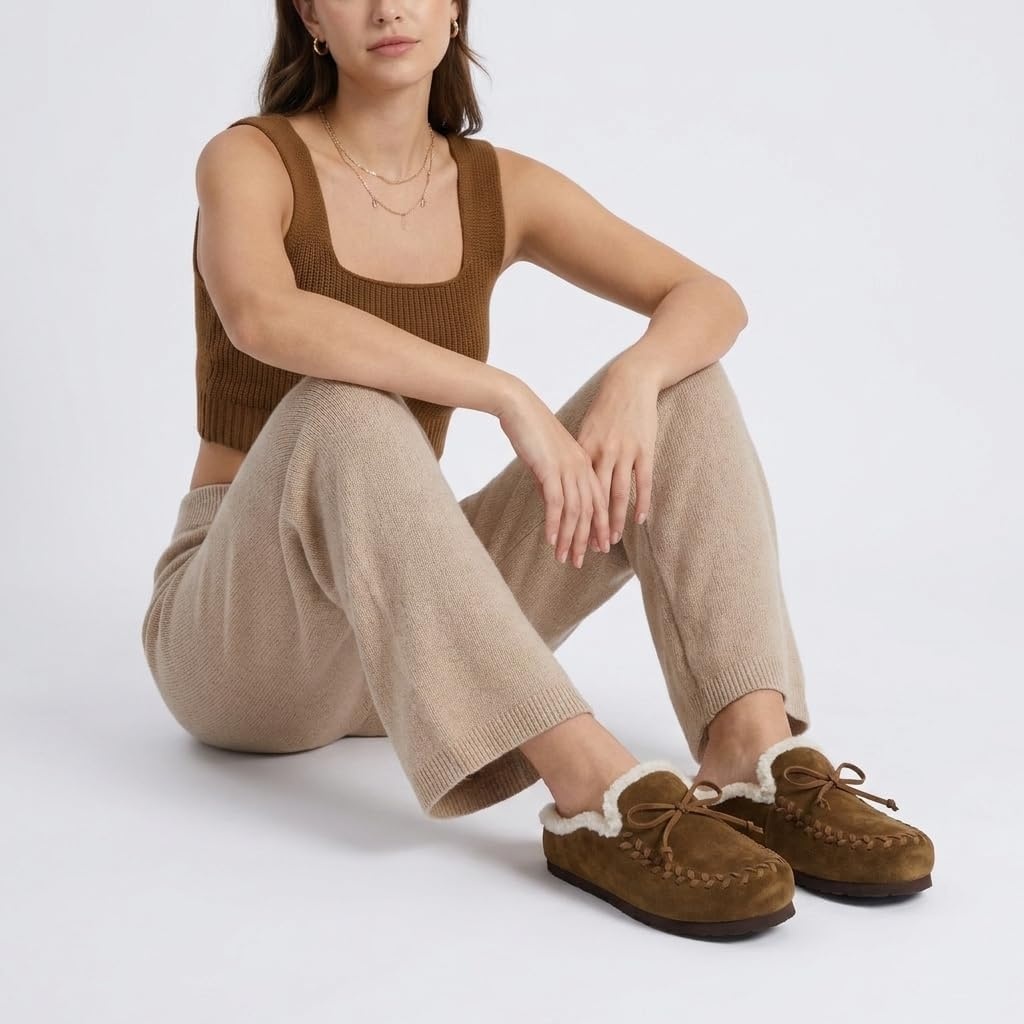 image:imageCUSHIONAIRE Creek Genuine Leather Suede Womens Slippers Casual House ShoesBrown