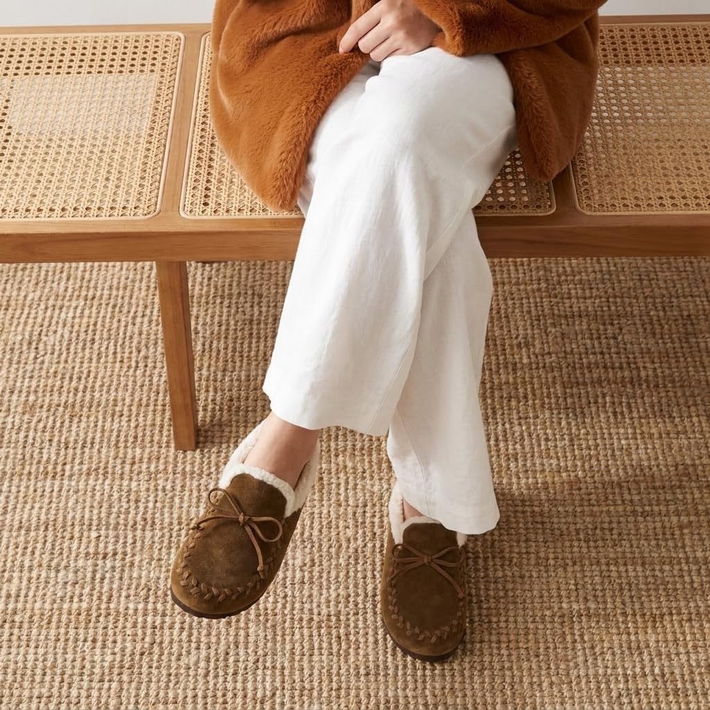 image:imageCUSHIONAIRE Creek Genuine Leather Suede Womens Slippers Casual House ShoesBrown