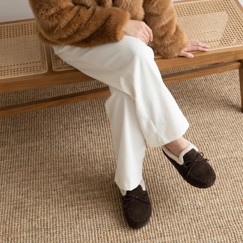 image:imageCUSHIONAIRE Creek Genuine Leather Suede Womens Slippers Casual House ShoesChocolate