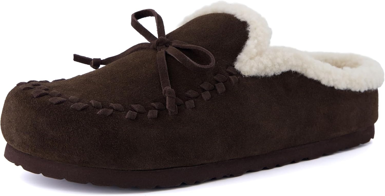 image:imageCUSHIONAIRE Creek Genuine Leather Suede Womens Slippers Casual House ShoesChocolate