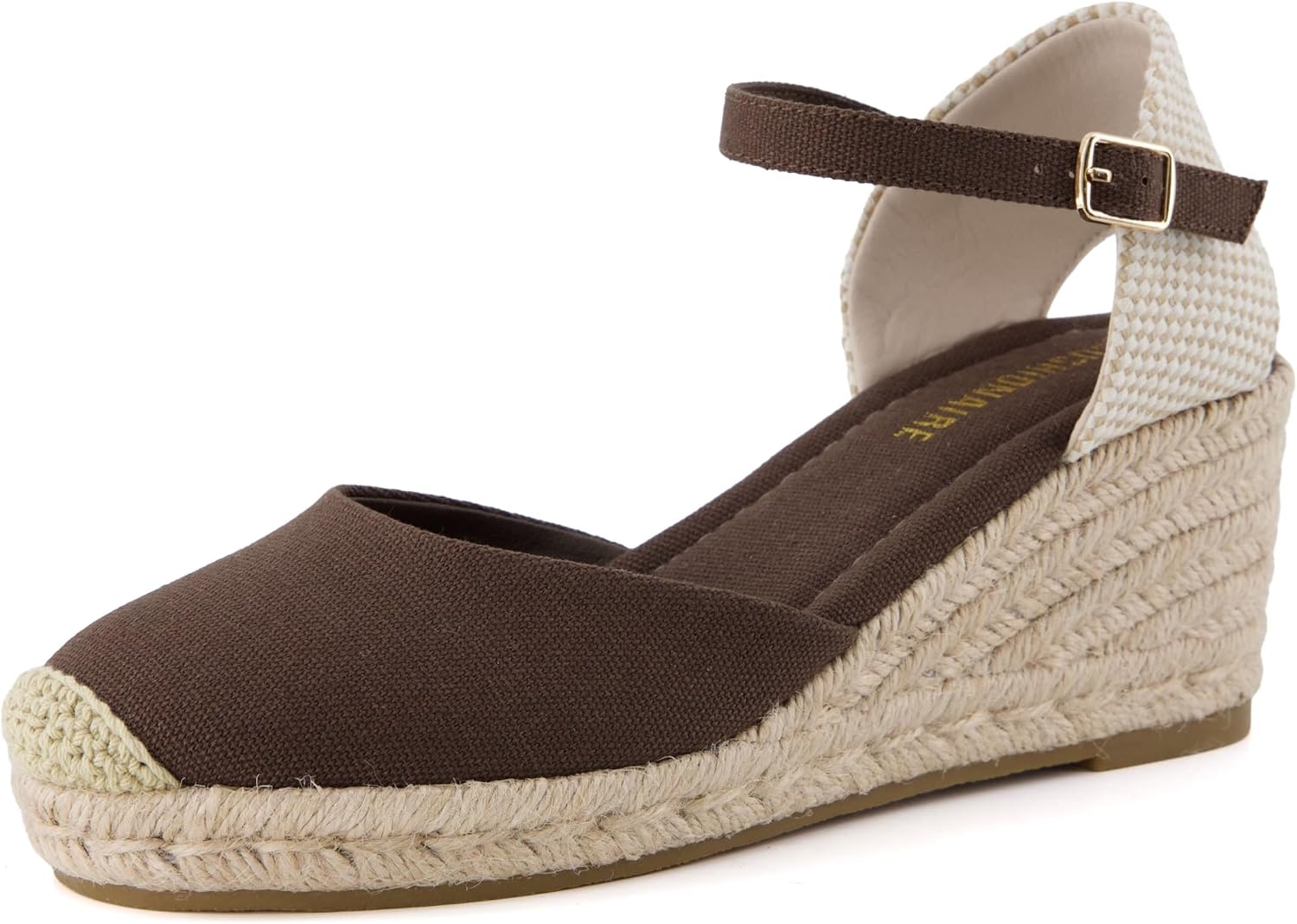 image:imageCUSHIONAIRE Elche Closed Toe Wedge Sandals for Women Platform Espadrilles Heels With Adjustable BuckleBrown
