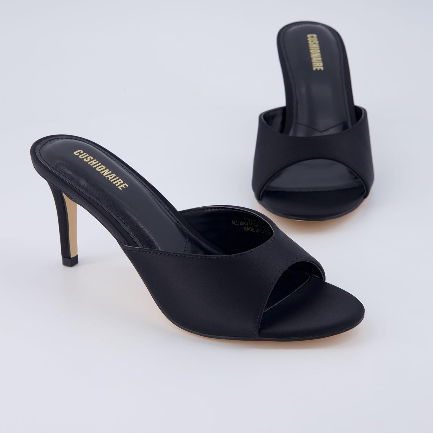 image:imageCUSHIONAIRE Elle Pointed Heel Womens Sandal Open Toe Heeled Mule with Cushioned Memory and Stiletto DesignBlack