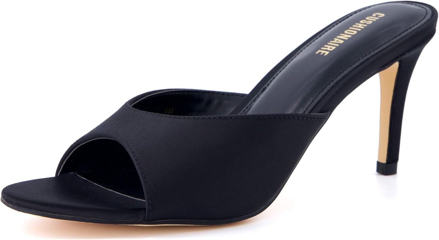image:imageCUSHIONAIRE Elle Pointed Heel Womens Sandal Open Toe Heeled Mule with Cushioned Memory and Stiletto DesignBlack