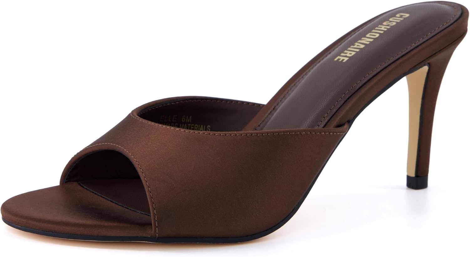 image:imageCUSHIONAIRE Elle Pointed Heel Womens Sandal Open Toe Heeled Mule with Cushioned Memory and Stiletto DesignBrown