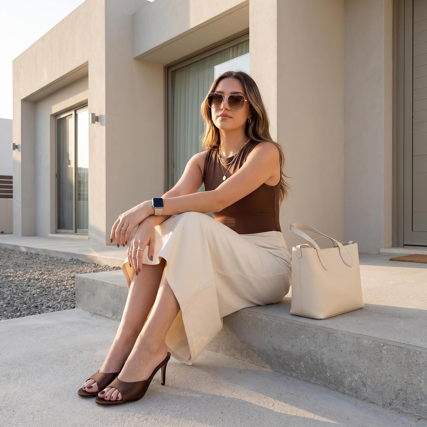 image:imageCUSHIONAIRE Elle Pointed Heel Womens Sandal Open Toe Heeled Mule with Cushioned Memory and Stiletto DesignBrown