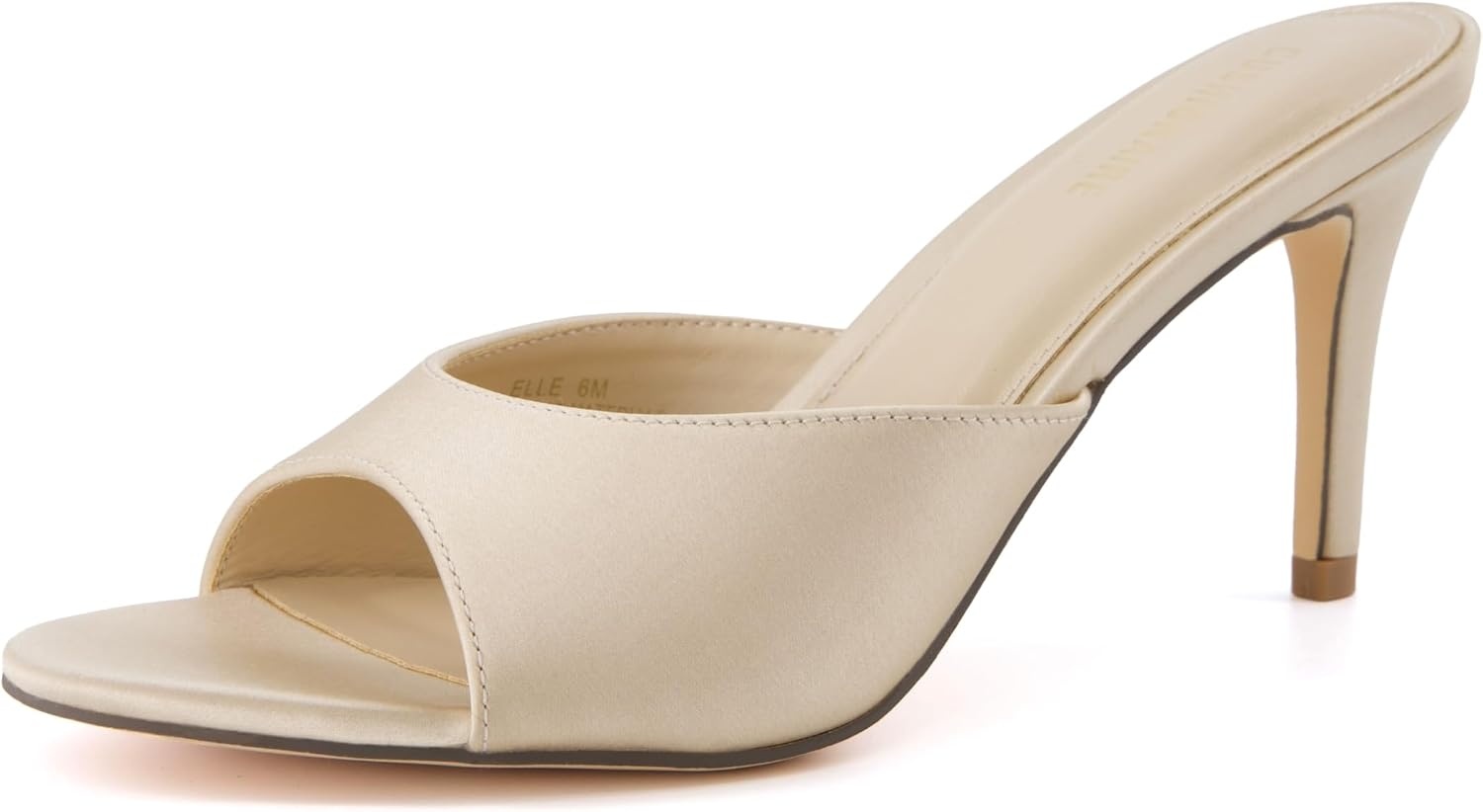 image:imageCUSHIONAIRE Elle Pointed Heel Womens Sandal Open Toe Heeled Mule with Cushioned Memory and Stiletto DesignChampagne