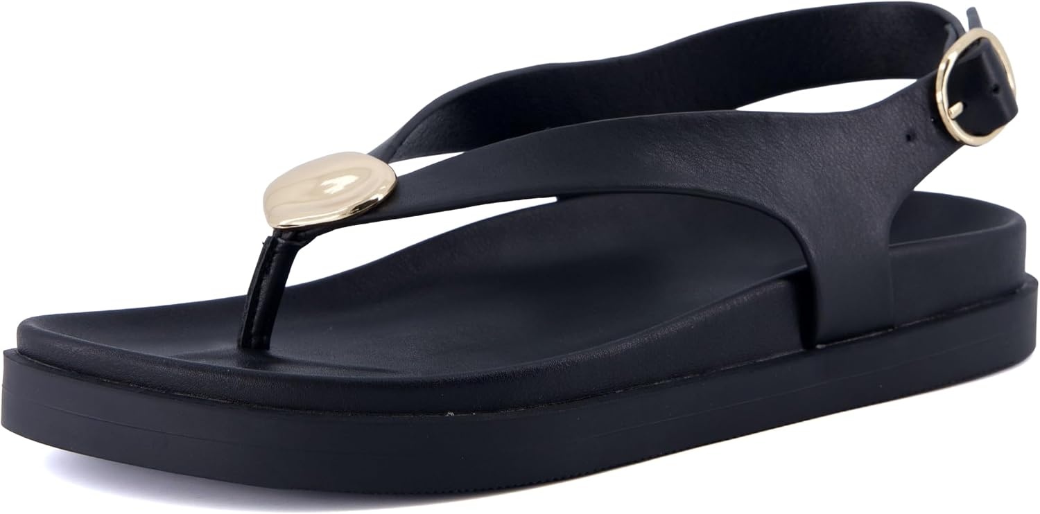 image:imageCUSHIONAIRE Expo Thong Sandals for Women Comfortable Slingback Sandals with Arch Support and Cushioned FootbedBlack