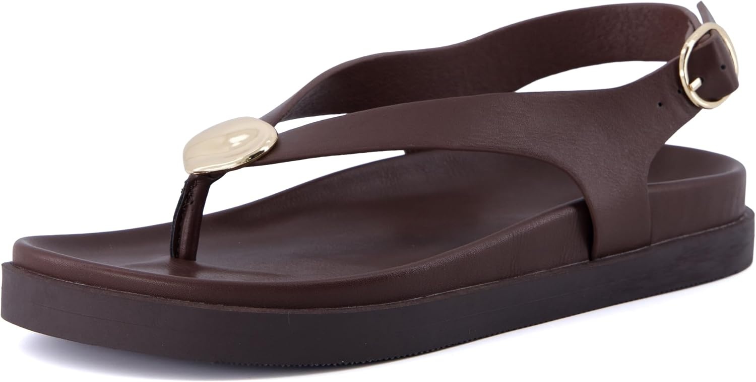 image:imageCUSHIONAIRE Expo Thong Sandals for Women Comfortable Slingback Sandals with Arch Support and Cushioned FootbedChocolate