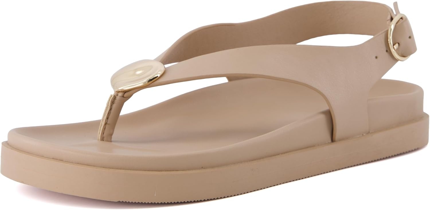 image:imageCUSHIONAIRE Expo Thong Sandals for Women Comfortable Slingback Sandals with Arch Support and Cushioned FootbedTan