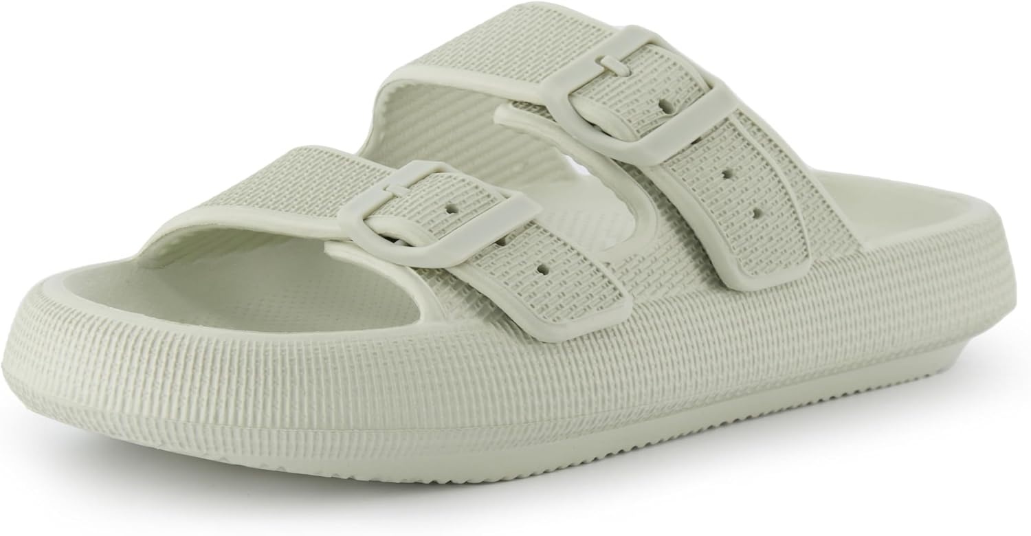 image:imageCUSHIONAIRE Fame Pillow Recovery Sandals for Women Adjustable Double Buckle Waterproof EVA Cloud Slides for WomenAloe