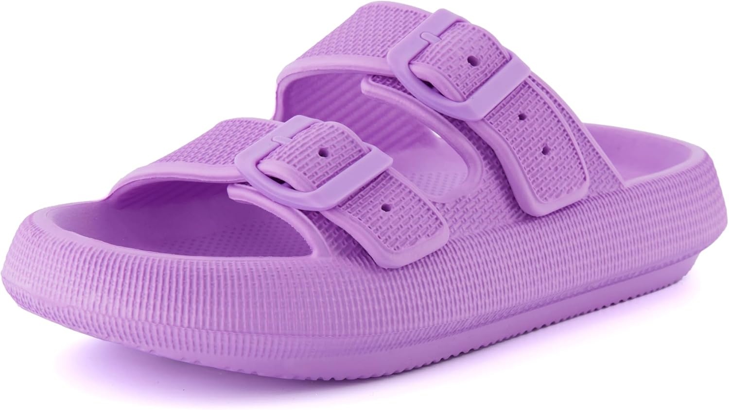 image:imageCUSHIONAIRE Fame Pillow Recovery Sandals for Women Adjustable Double Buckle Waterproof EVA Cloud Slides for WomenLavender