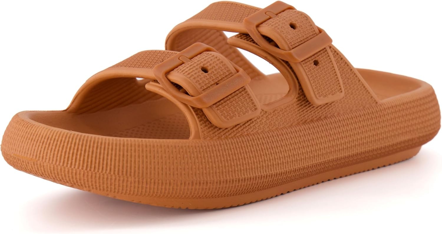 image:imageCUSHIONAIRE Fame Pillow Recovery Sandals for Women Adjustable Double Buckle Waterproof EVA Cloud Slides for WomenOrange
