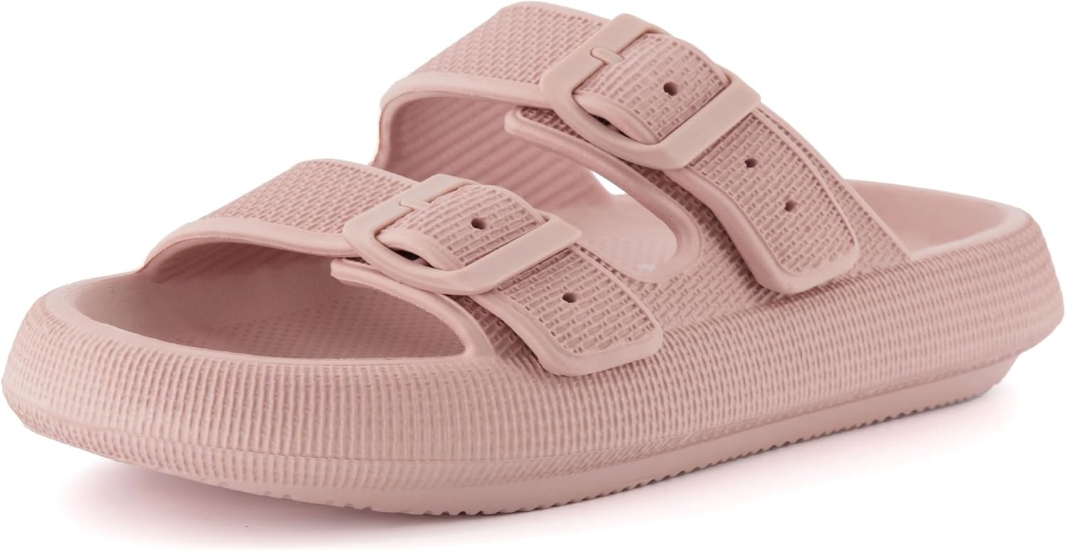 image:imageCUSHIONAIRE Fame Pillow Recovery Sandals for Women Adjustable Double Buckle Waterproof EVA Cloud Slides for WomenPink