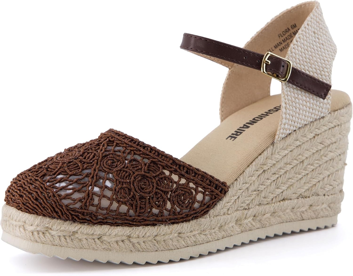 image:imageCUSHIONAIRE Flora Platform Espadrilles for Women Dressy Wedge Closed Toe Sandals with Ankle Strap and Cushioned FootbedBrown