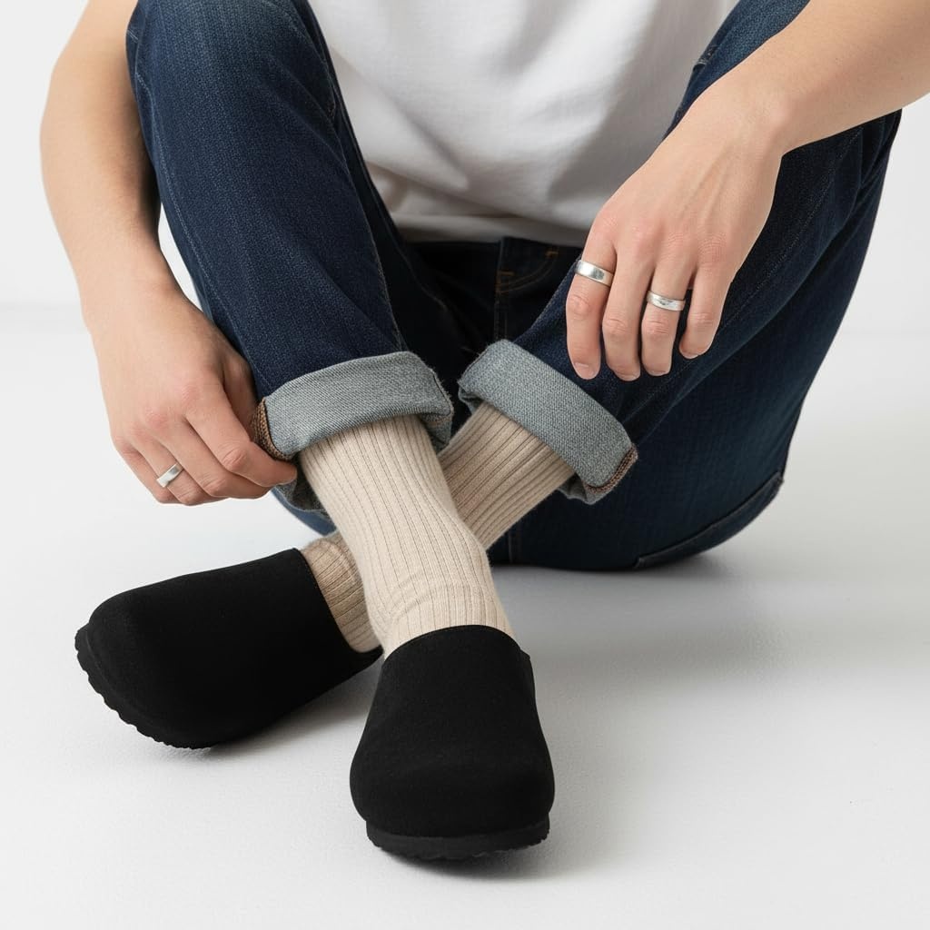 image:imageCUSHIONAIRE Heath Genuine Suede Leather Mens Clogs with Memory Foam Comfort Easy Slip On Slides for MenBlack