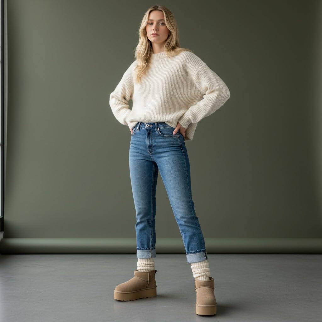 image:imageCUSHIONAIRE Hippy Womens Platform Ankle Boots Genuine Suede Faux Fur Lining Cozy Winter SlipOn Design Comfortable Footwear with Wide Widths AvailableMoss