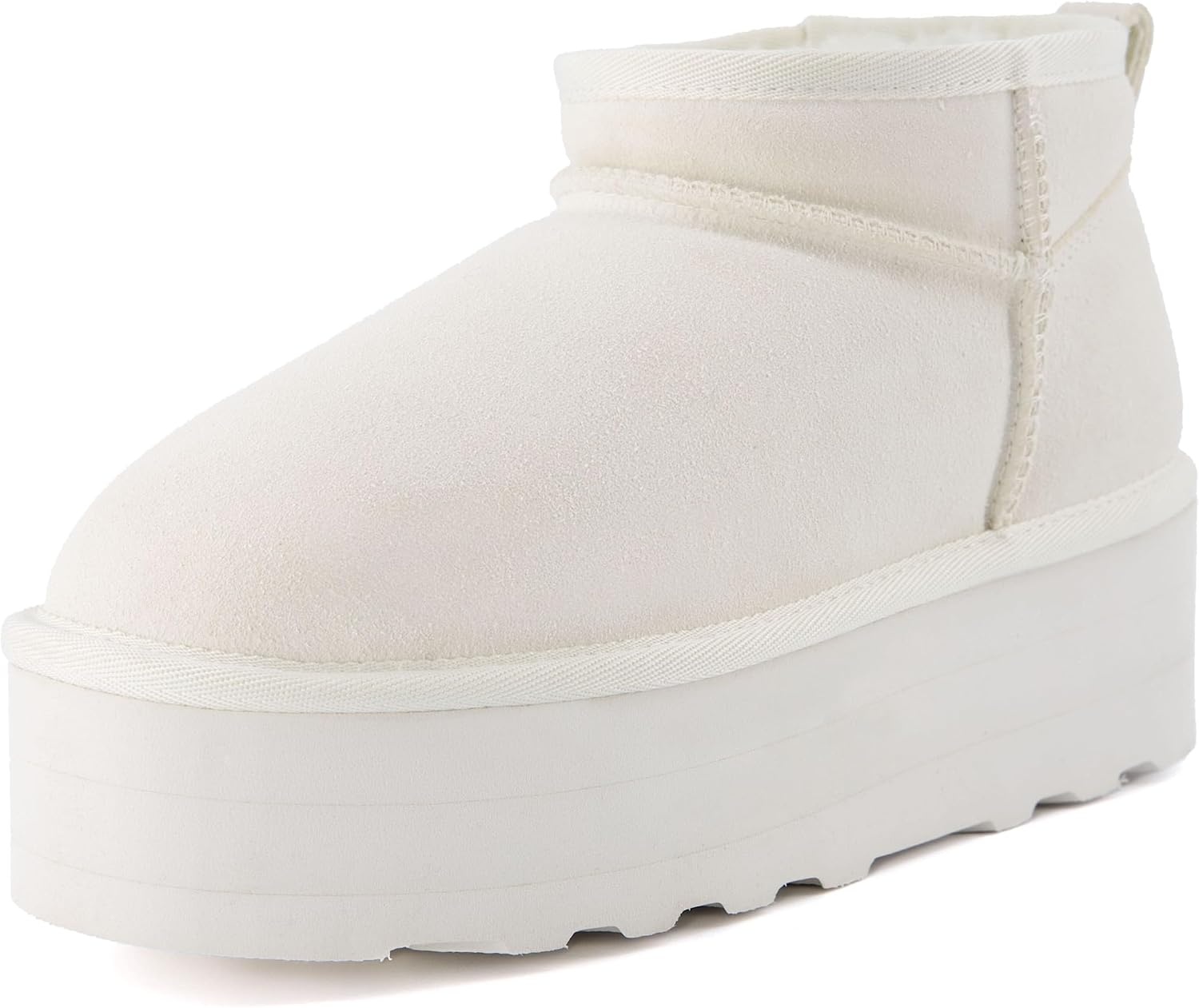 image:imageCUSHIONAIRE Hippy Womens Platform Ankle Boots Genuine Suede Faux Fur Lining Cozy Winter SlipOn Design Comfortable Footwear with Wide Widths AvailableOffwhite