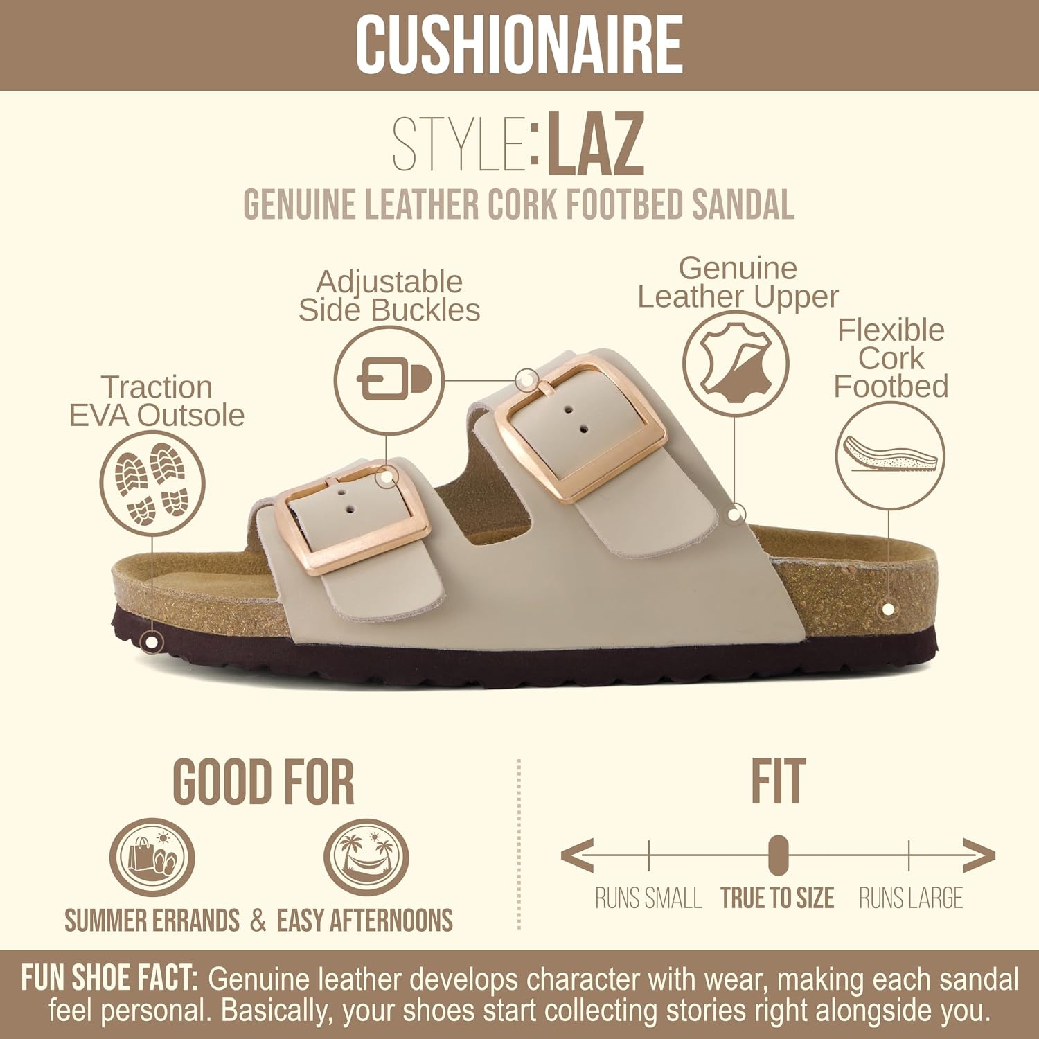 image:imageCUSHIONAIRE Laz Genuine Suede Cork Footbed Slide Sandals for WomenStone