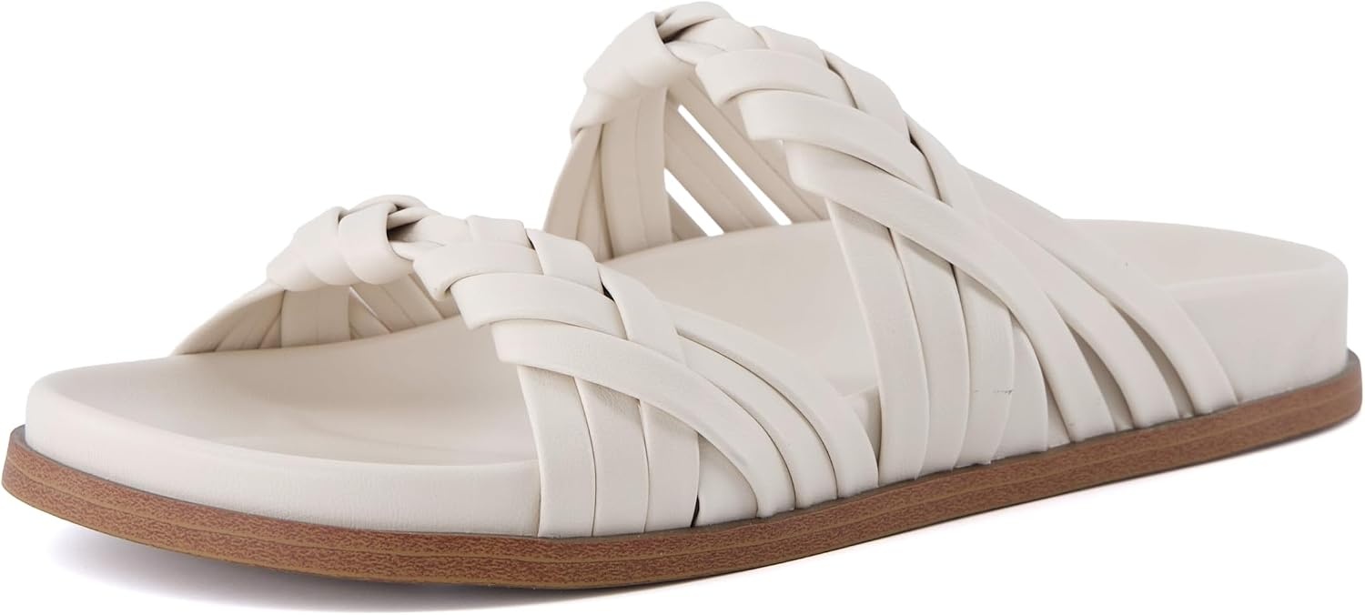 image:imageCUSHIONAIRE Lens Womens Sandals with Arch Support Comfortable Sandals for Women with Braided Strap and Cushioned FootbedCream