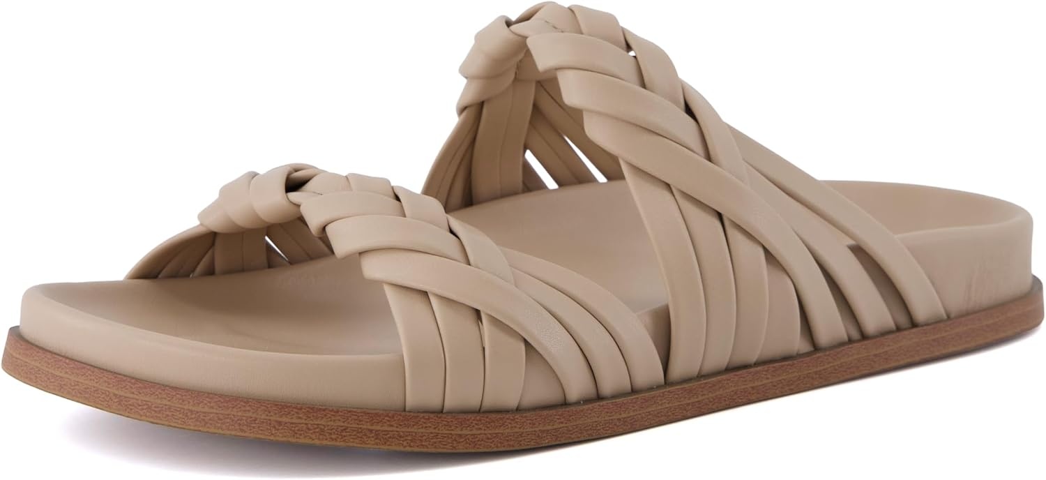 image:imageCUSHIONAIRE Lens Womens Sandals with Arch Support Comfortable Sandals for Women with Braided Strap and Cushioned FootbedNude
