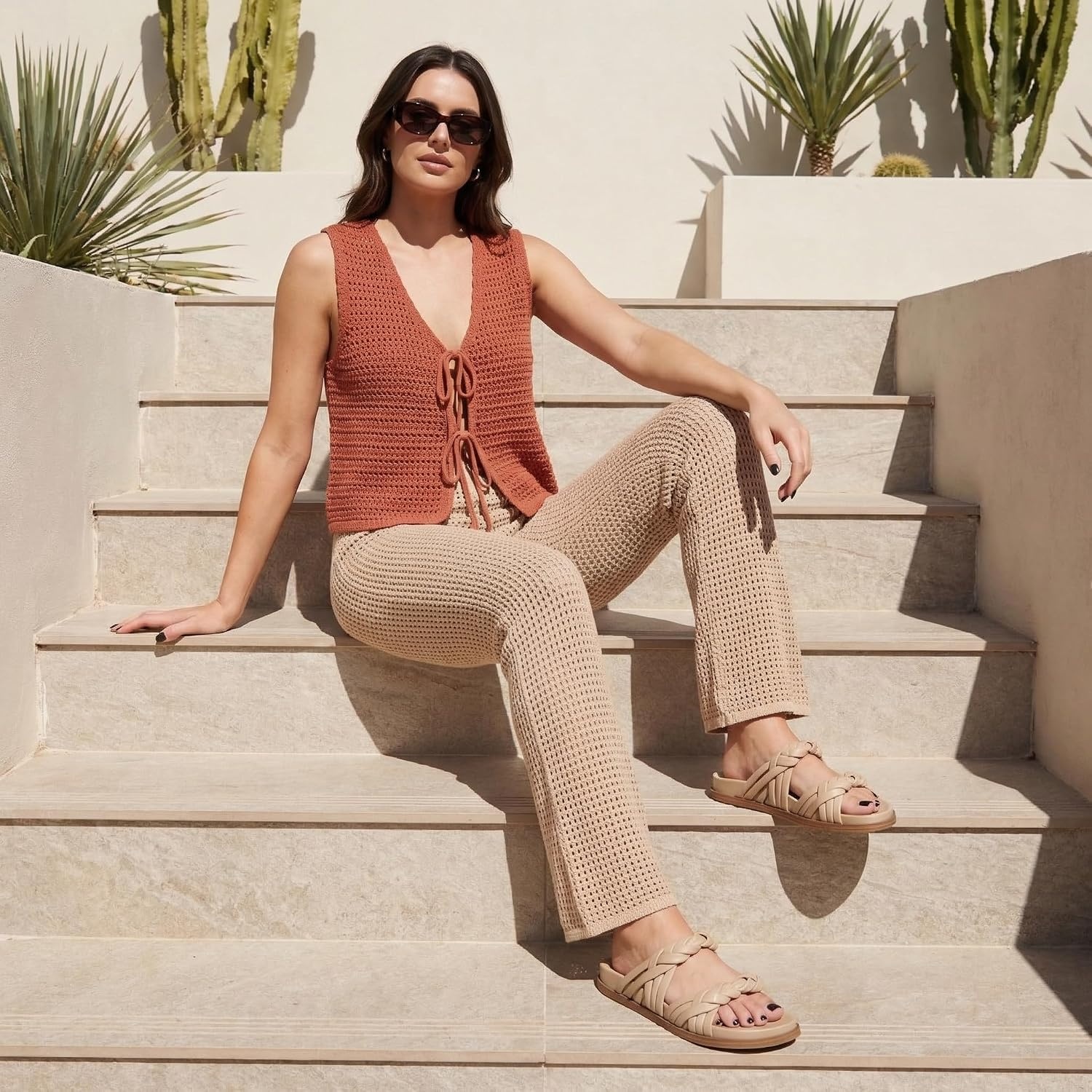 image:imageCUSHIONAIRE Lens Womens Sandals with Arch Support Comfortable Sandals for Women with Braided Strap and Cushioned FootbedNude