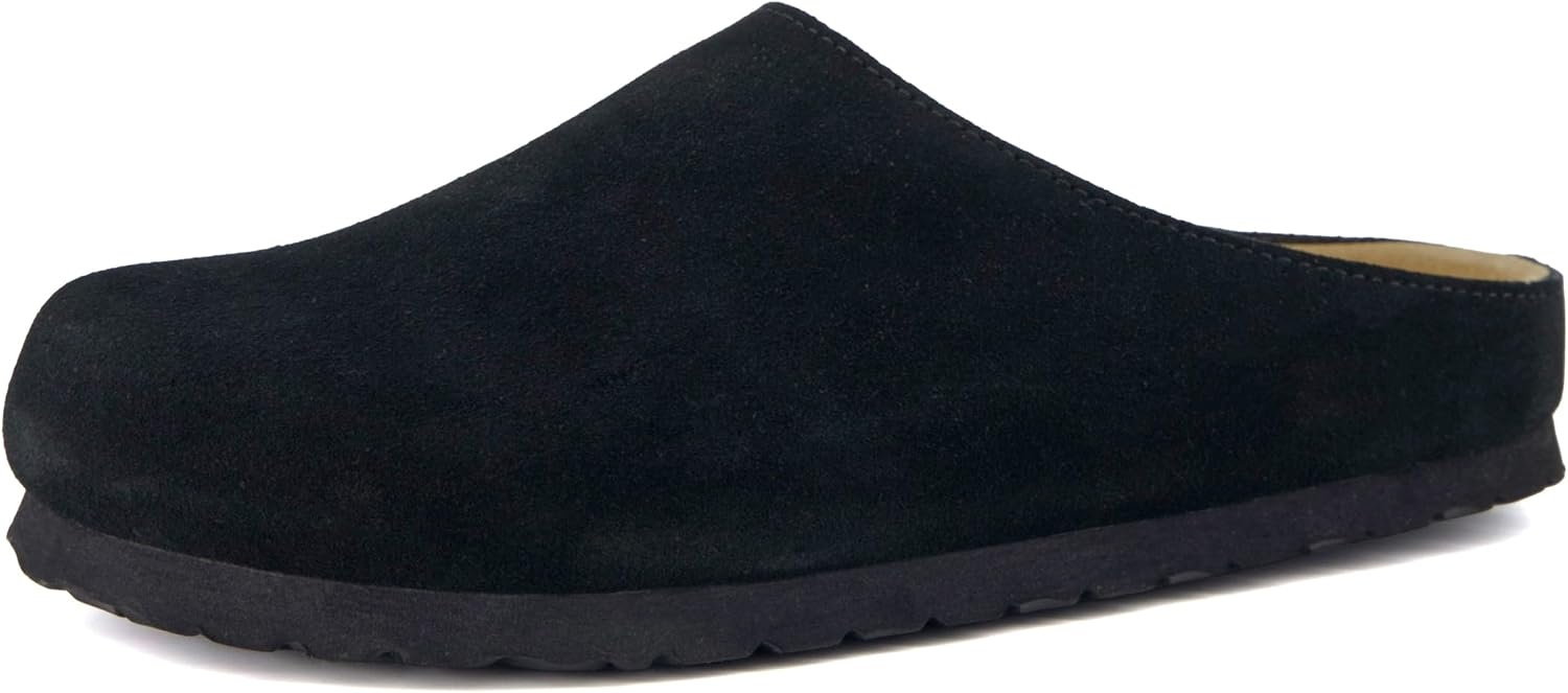 image:imageCUSHIONAIRE Lute Genuine Suede Leather Clogs for Women Indoor and Outdoor Comfortable Slip On Womens Clogs with Cushioned FootbedBlack