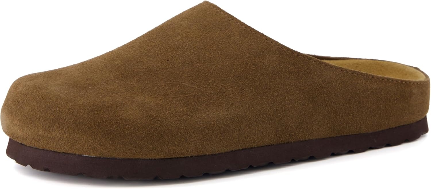image:imageCUSHIONAIRE Lute Genuine Suede Leather Clogs for Women Indoor and Outdoor Comfortable Slip On Womens Clogs with Cushioned FootbedBrown