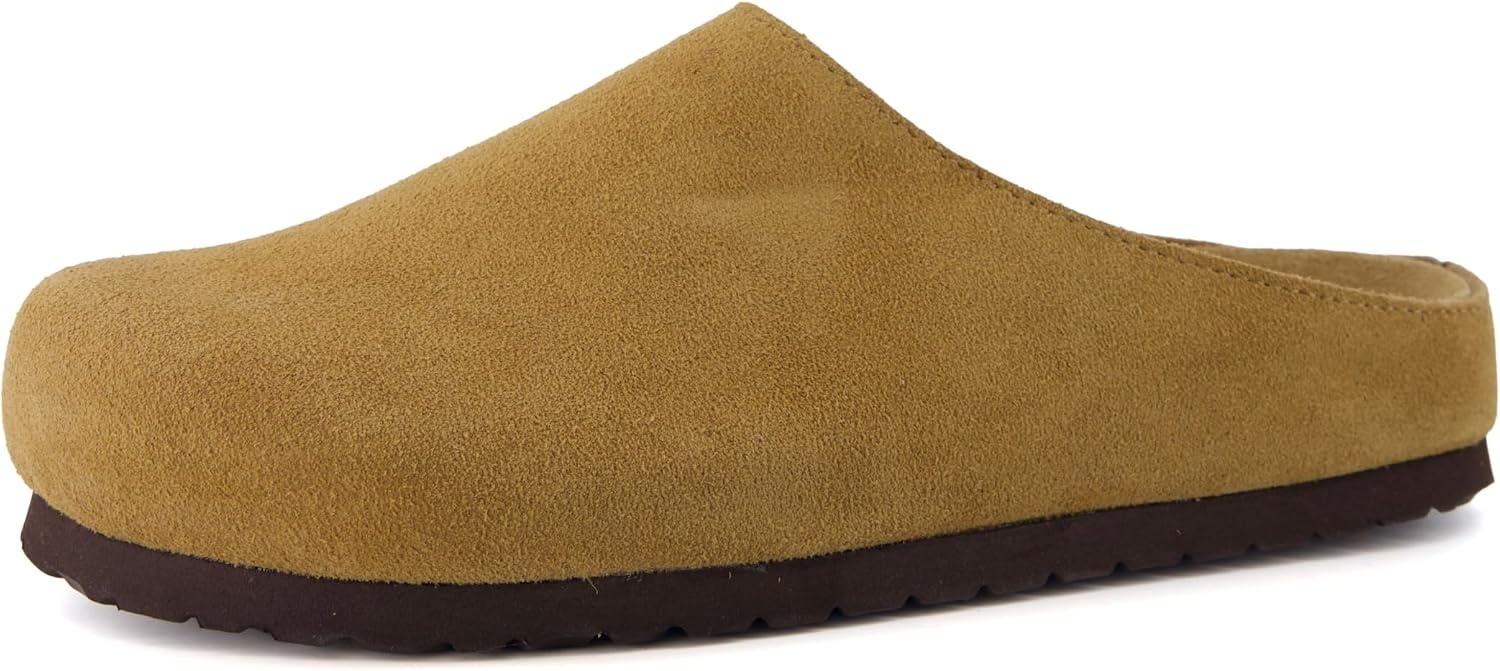 image:imageCUSHIONAIRE Lute Genuine Suede Leather Clogs for Women Indoor and Outdoor Comfortable Slip On Womens Clogs with Cushioned FootbedChestnut