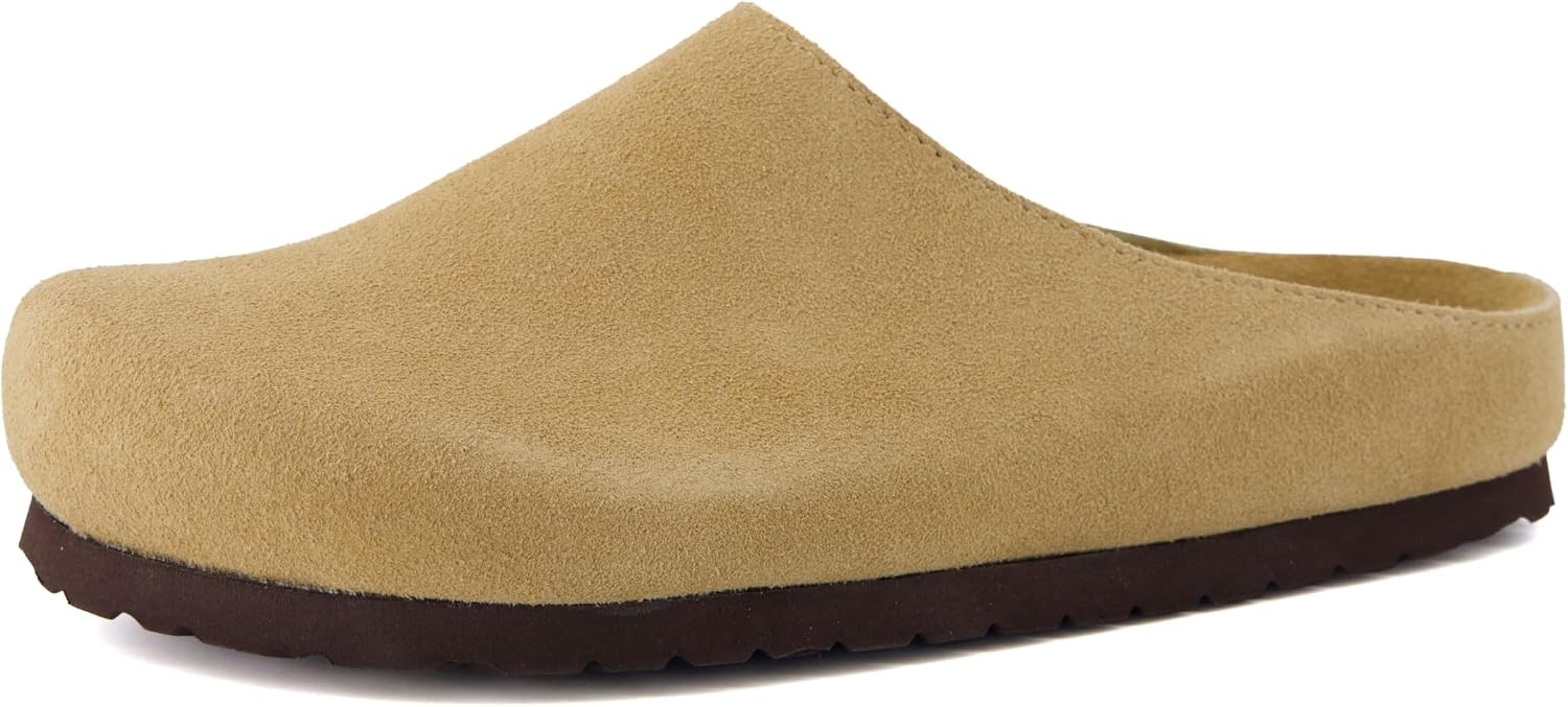 image:imageCUSHIONAIRE Lute Genuine Suede Leather Clogs for Women Indoor and Outdoor Comfortable Slip On Womens Clogs with Cushioned FootbedSand