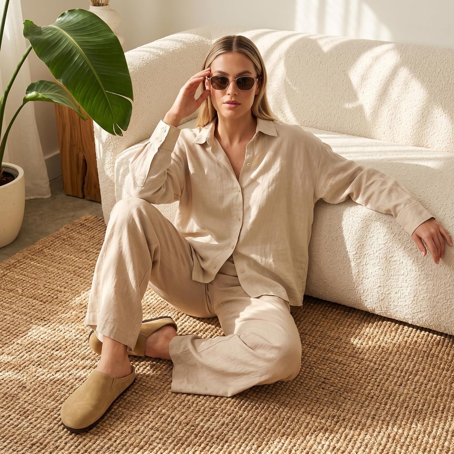 image:imageCUSHIONAIRE Lute Genuine Suede Leather Clogs for Women Indoor and Outdoor Comfortable Slip On Womens Clogs with Cushioned FootbedSand