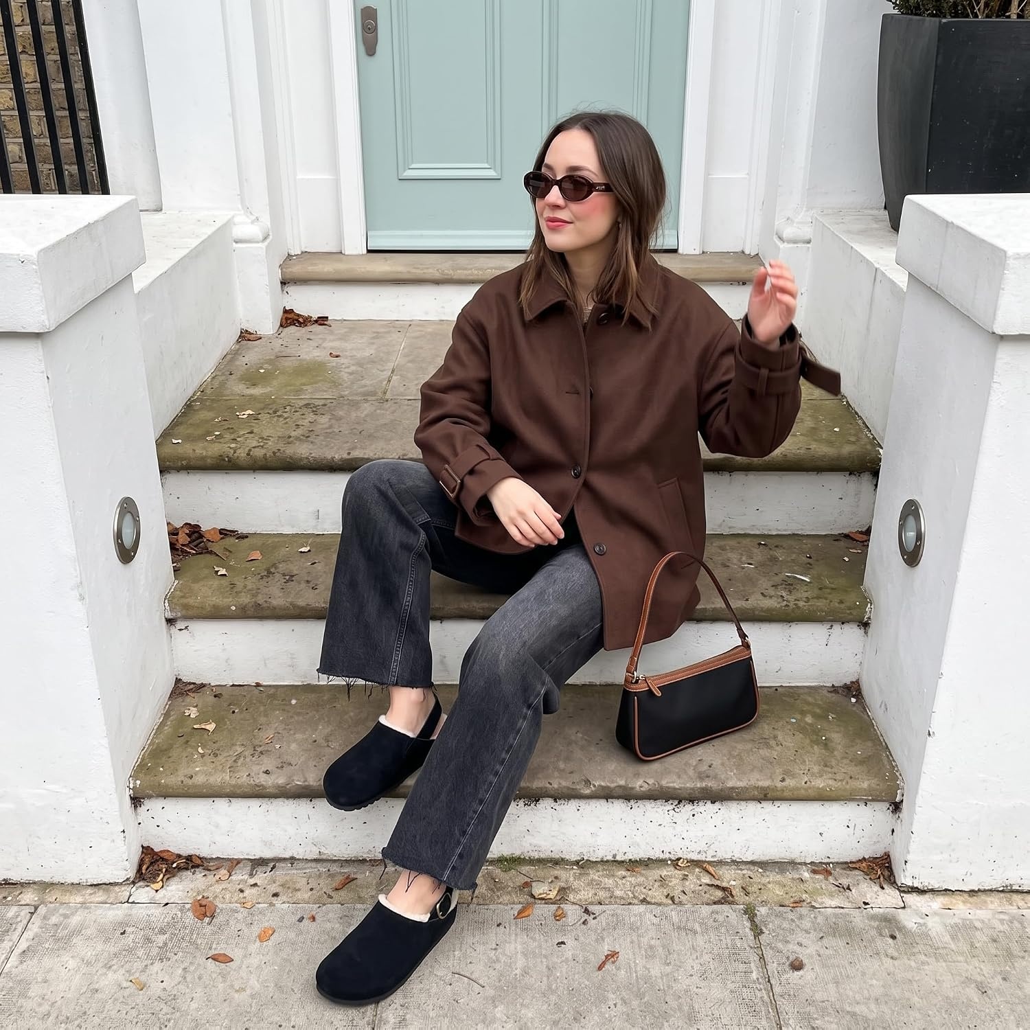 image:imageCUSHIONAIRE Luz Suede Clogs for Women with Fuzzy LiningBlack